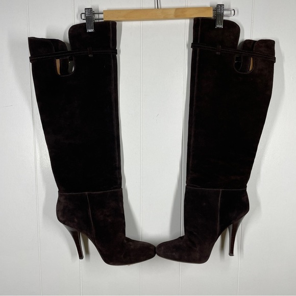 Vero Curio Dameranda Dark Brown Leather Knee High Stiletto Boots 8.5 - Picture 4 of 14